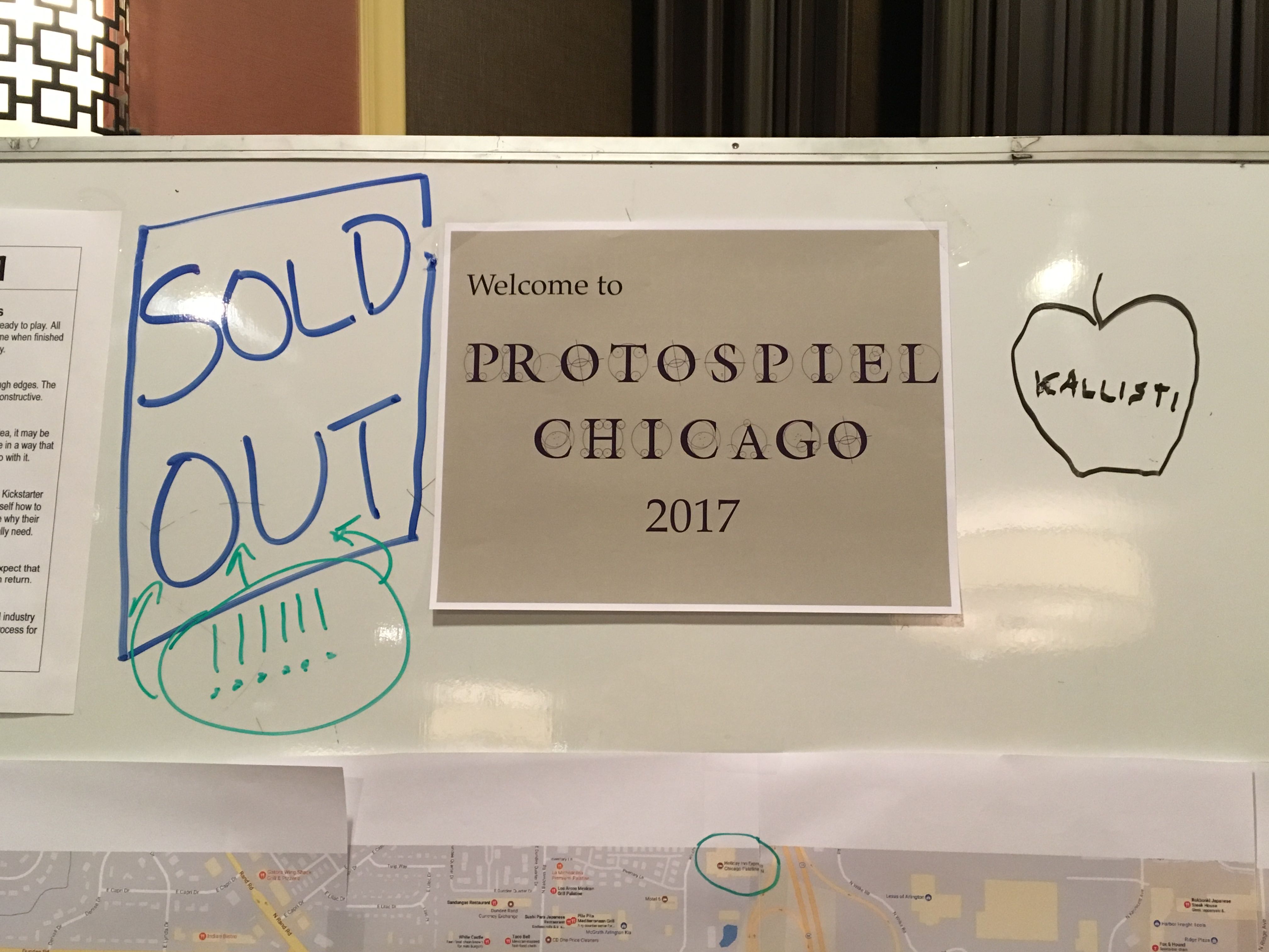 PS-17 White board with Sold Out sign.